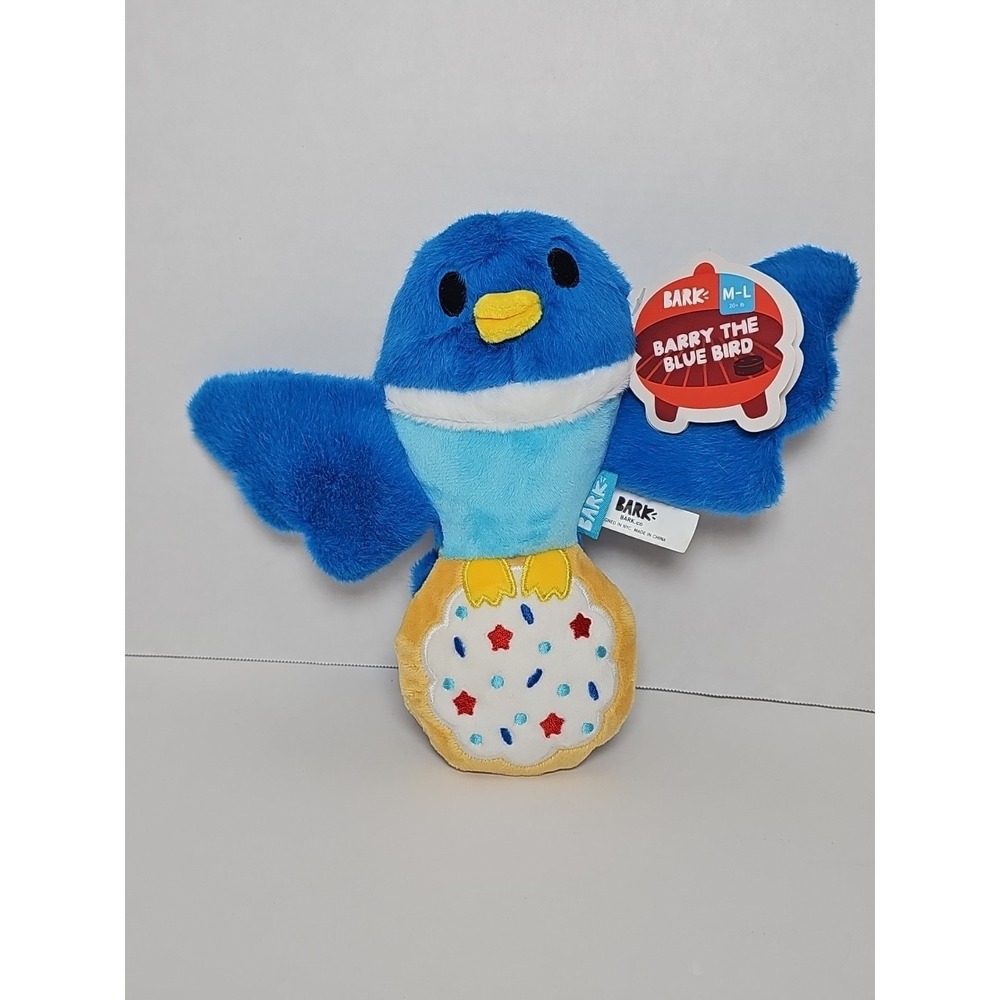BARK BOX Dog Toy Barry Blue Bird Cookie Large Summer Grill Squeak